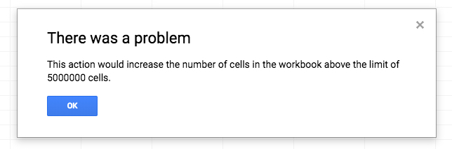 5 million cell size limit in Google Sheets